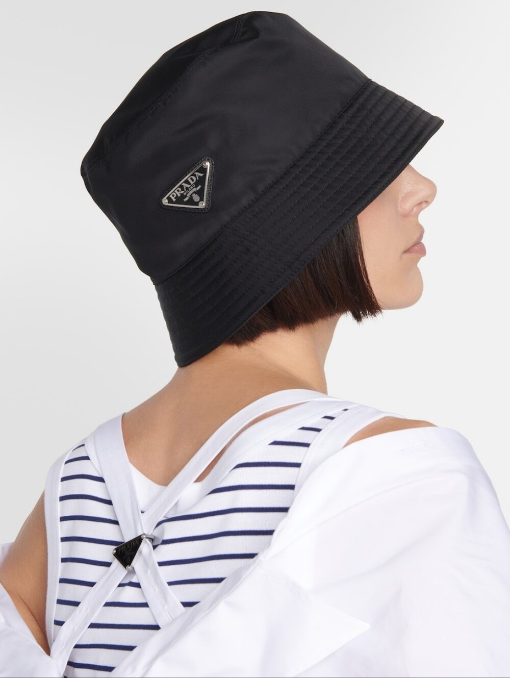 Designer Black Logo Triangle Bucket Hat